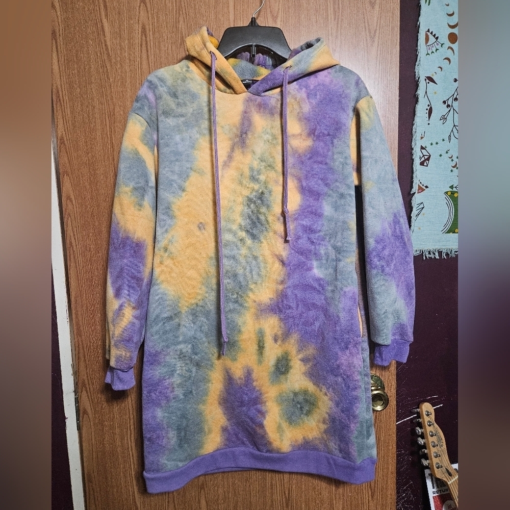 HYFVE Whimsy Mushroomcore Tie-dye Pullover Hoodie Dress Size Small!